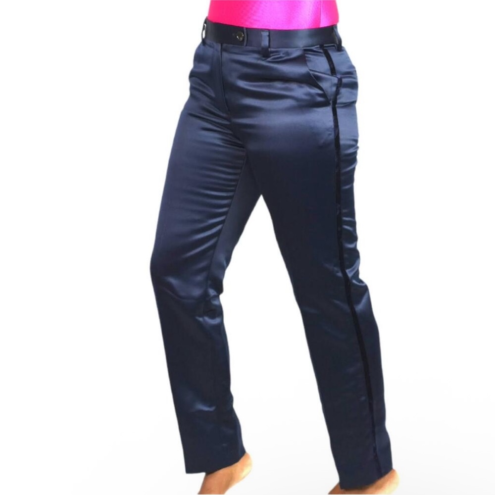 NICO. Nicholson & Nicholson Velvet Side Stripe Satin Tuxedo Pant Women’s Size 38